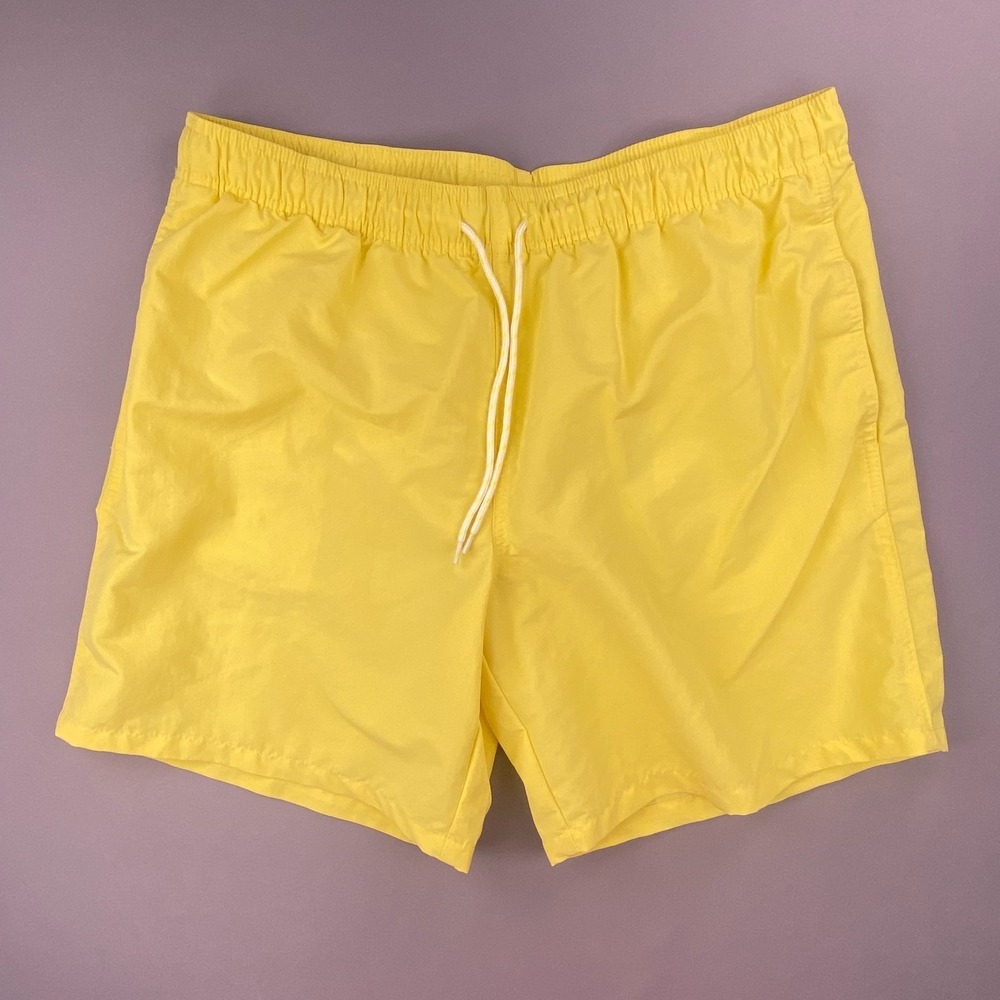 Goodfellow & Co Swim Trunks Mens L Yellow Good 7" Inseam Mesh Lined Drawstring